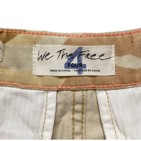 We The Free Free People Commander yellow denim cargo utility distressed shorts - Picture 9 of 12